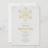 金ゴールドスノーフレーククリスマスホリデーパーティー 招待状 (正面)