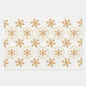 金ゴールドスノーフレーククリスマスホリデー ラッピングペーパーシート (正面2)