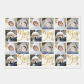 金ゴールドスノーフレーククリスマスホリデー ラッピングペーパーシート (正面)