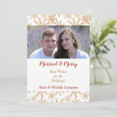 金ゴールドスノーフレーククリスマス写真テンプレート シーズンカード (スタンド正面)