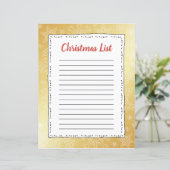 金ゴールドスノーフレーククリスマスBGサンタウィッシュリスト (スタンド正面)