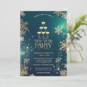 金ゴールドスノーフレークシャンパンガラス会社パーティー 招待状 (スタンド正面)