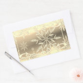 金ゴールドスノーフレークシール 長方形シール (封筒)