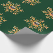 金ゴールドスノーフレークスオングリーンラッピング紙 ラッピングペーパー (角)