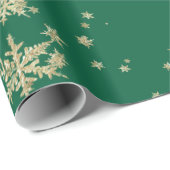 金ゴールドスノーフレークスオンフォレストグリーン ラッピングペーパー (ロールコーナー)
