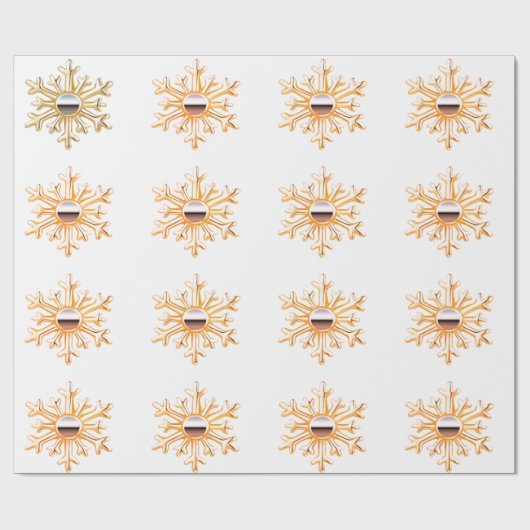 金ゴールドスノーフレークスオンホワイトラッピング紙 ラッピングペーパー (フラット)