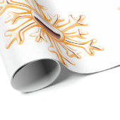 金ゴールドスノーフレークスオンホワイトラッピング紙 ラッピングペーパー (ロールコーナー)