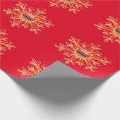 金ゴールドスノーフレークスオンレッドラッピング紙 ラッピングペーパー (角)