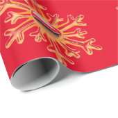 金ゴールドスノーフレークスオンレッドラッピング紙 ラッピングペーパー (ロールコーナー)