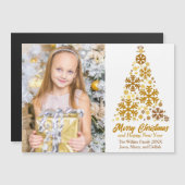 金ゴールドスノーフレークスクリスマスツリー写真磁気カード (正面/裏面)