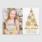 金ゴールドスノーフレークスクリスマスツリー写真磁気カード (正面)