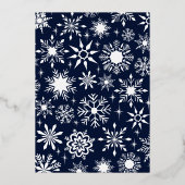 金ゴールドスノーフレークスクリスマスディナーパーティーネイビー 箔招待状 (裏面)