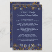 金ゴールドスノーフレークスクリスマスディナーメニューテンプレート (正面/裏面)