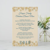 金ゴールドスノーフレークスクリスマスディナーメニューテンプレート (スタンド正面)