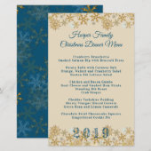 金ゴールドスノーフレークスクリスマスディナーメニューテンプレート (正面/裏面)