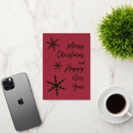 金ゴールドスノーフレークスクリスマスハッピーニューイヤー赤 箔シーズンカード