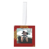 金ゴールドスノーフレークスクリスマスフォトキューブオーナメント キューブオーナメント (正面)