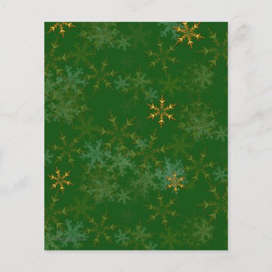 金ゴールドスノーフレークスグリーンクリスマスディナーメニュー (裏面)