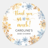 金ゴールドスノーフレークスサンキューベビー ラウンドシール (正面)