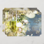 金ゴールドスノーフレークスシャンパーニュ企業の、クリスマス 招待状 (正面/裏面)