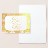 金ゴールドスノーフレークスピースアンドジョイタイポグラフィ 箔カード (ディスプレー)