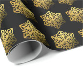 金ゴールドスノーフレークスブラックラッピング紙 ラッピングペーパー (ロールコーナー)