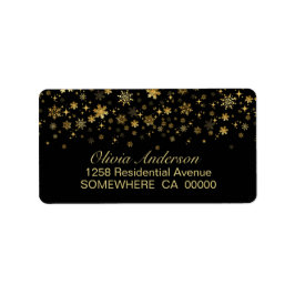 金ゴールドスノーフレークスブラック差出人住所 ラベル