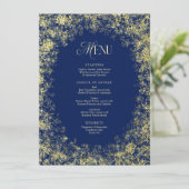 金ゴールドスノーフレークスブルークリスマスホリデーディナー メニュー (スタンド正面)