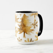 金ゴールドスノーフレークスホリデーツリー マグカップ (正面右)