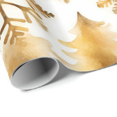 金ゴールドスノーフレークスホリデーツリー ラッピングペーパー (ロールコーナー)