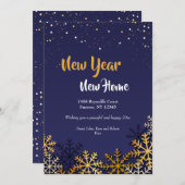 金ゴールドスノーフレークスホリデーニューホームカード シーズンカード (正面/裏面)