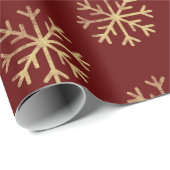 金ゴールドスノーフレークスレッドクリスマスホリデーギフト ラッピングペーパー (ロールコーナー)