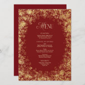 金ゴールドスノーフレークスレッドクリスマスホリデーディナー メニュー (正面/裏面)