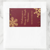 金ゴールドスノーフレークスレッドクリスマスホリデーワインラベル 長方形シール (バッグ)