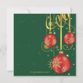 金ゴールドスノーフレークズオーナメントホリデーパーティ招待状 招待状 (裏面)