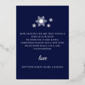 金ゴールドスノーフレークフレームホリデーカード 箔招待状 (裏面)