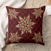 金ゴールドスノーフレークプレイドピロークリスマス クッション (ブランケット)