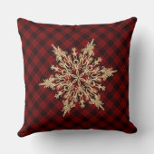 金ゴールドスノーフレークプレイドピロークリスマス クッション (裏面)