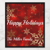 金ゴールドスノーフレークホリデークリスマスギフトカスタム6pk ワインラベル (シングルラベル)