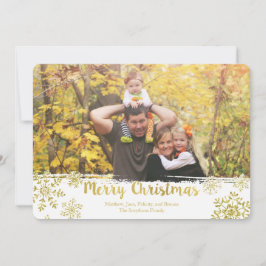 金ゴールドスノーフレークメリークリスマスホリデーフォトカード シーズンカード