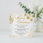 金ゴールドスノーフレークメリークリスマスホリデー招待状 招待状 (スタンド正面)