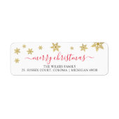 金ゴールドスノーフレークメリークリスマスポスト差出人住所 ラベル (正面)