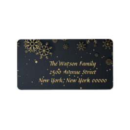 金ゴールドスノーフレークメリークリスマス住所 シール