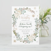 金ゴールドスノーフレークモダンフォレストオ素朴ネダーランド 招待状 (スタンド正面)