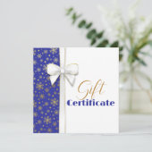 金ゴールドスノーフレークラグジュアリークリスマスホワイトボウブルー (スタンド正面)