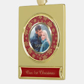 金ゴールドスノーフレークレッド初めてのクリスマス ゴールドプレートバナーオーナメント (左)