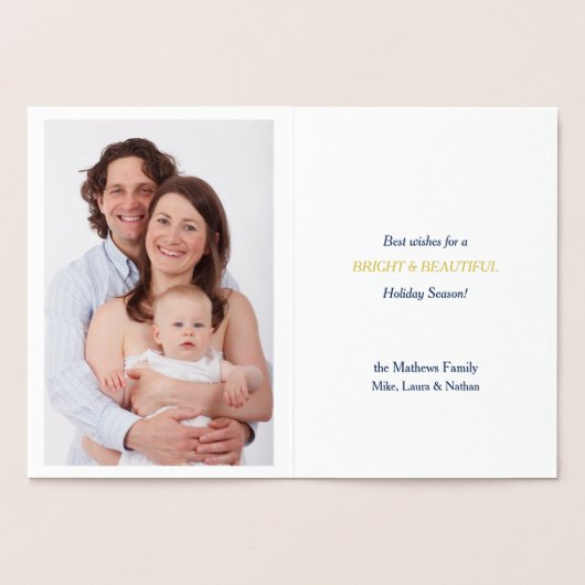 金ゴールドスノーフレークレトロクリスマスツリー 箔カード (内部)