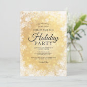 金ゴールドスノーフレーク企業のクリスマスホリデーパーティー 招待状 (スタンド正面)