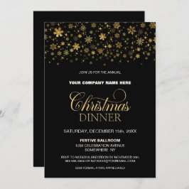 金ゴールドスノーフレーク企業のブラッククリスマスディナー 招待状