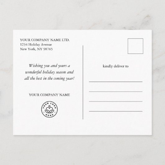 金ゴールドスノーフレーク会社クリスマスグリーティング ポストカード